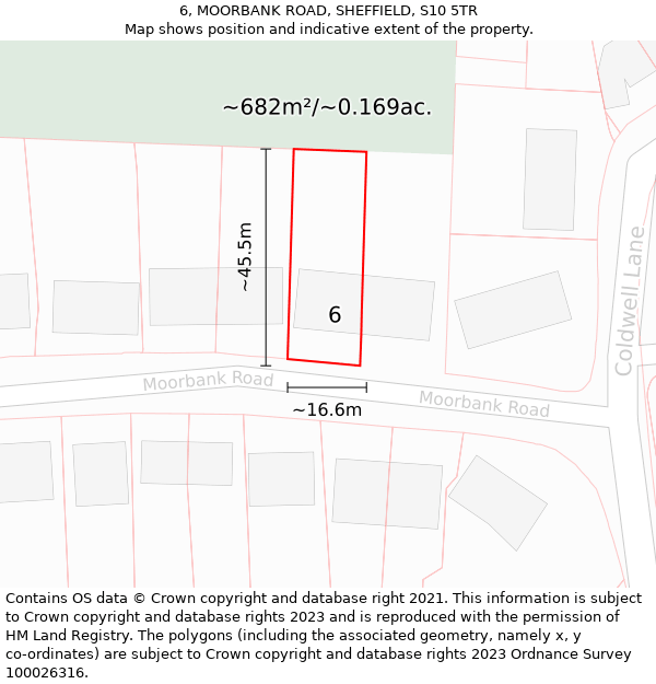 6, MOORBANK ROAD, SHEFFIELD, S10 5TR: Plot and title map