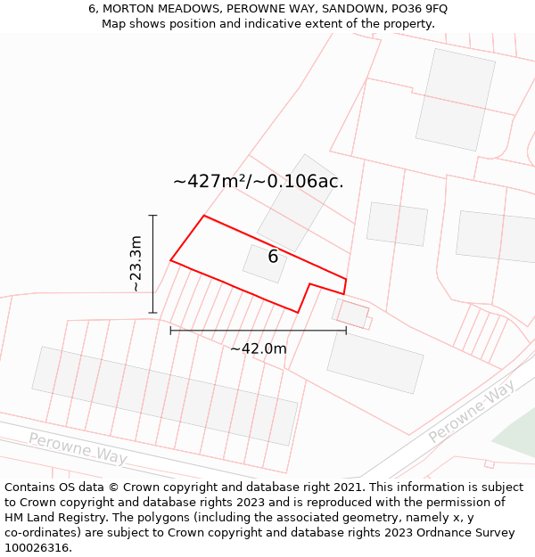 6, MORTON MEADOWS, PEROWNE WAY, SANDOWN, PO36 9FQ: Plot and title map