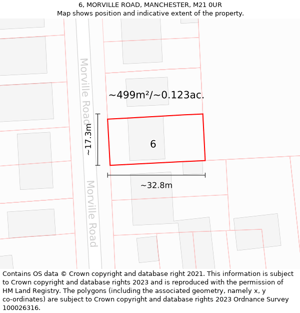 6, MORVILLE ROAD, MANCHESTER, M21 0UR: Plot and title map