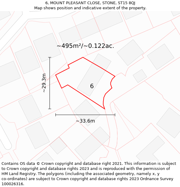6, MOUNT PLEASANT CLOSE, STONE, ST15 8QJ: Plot and title map