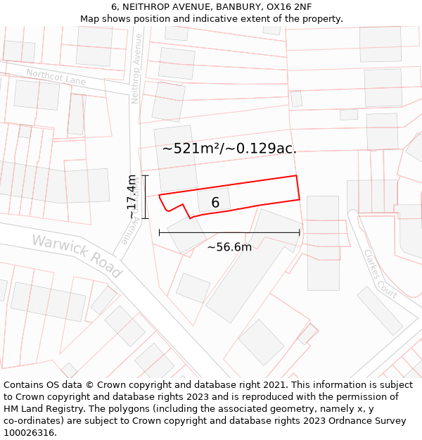 6, NEITHROP AVENUE, BANBURY, OX16 2NF: Plot and title map