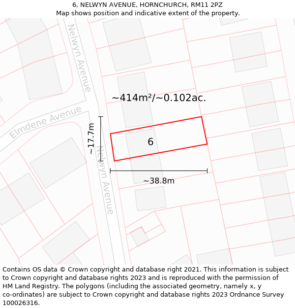 6, NELWYN AVENUE, HORNCHURCH, RM11 2PZ: Plot and title map