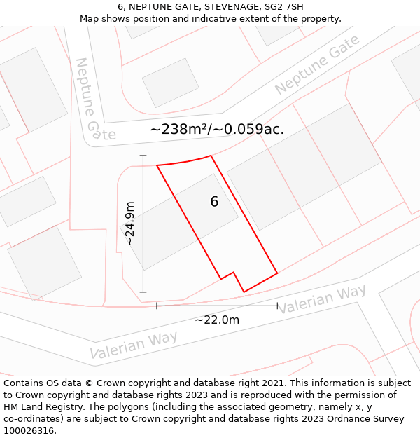 6, NEPTUNE GATE, STEVENAGE, SG2 7SH: Plot and title map