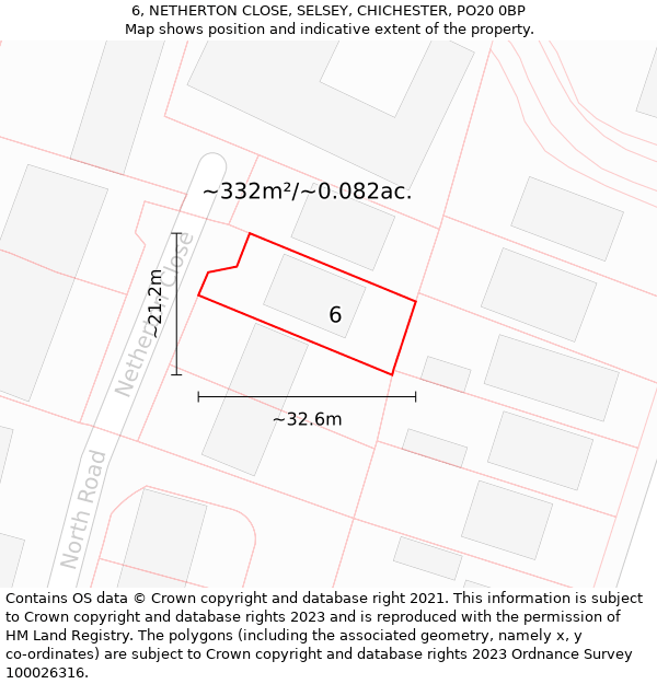 6, NETHERTON CLOSE, SELSEY, CHICHESTER, PO20 0BP: Plot and title map