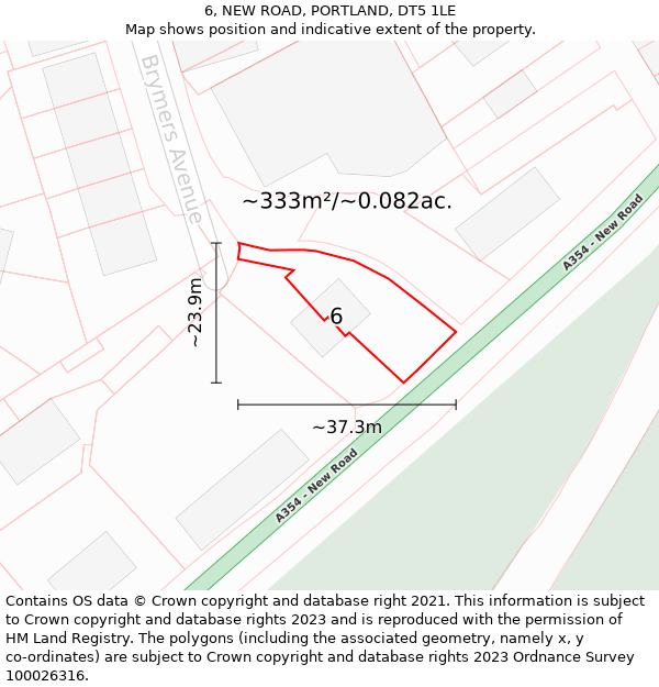 6, NEW ROAD, PORTLAND, DT5 1LE: Plot and title map