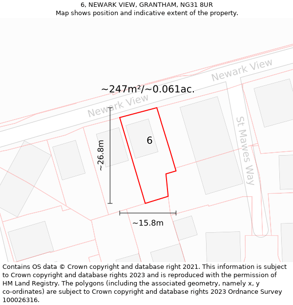 6, NEWARK VIEW, GRANTHAM, NG31 8UR: Plot and title map