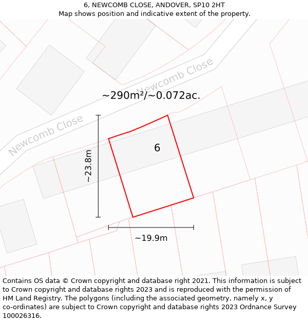 6, NEWCOMB CLOSE, ANDOVER, SP10 2HT: Plot and title map