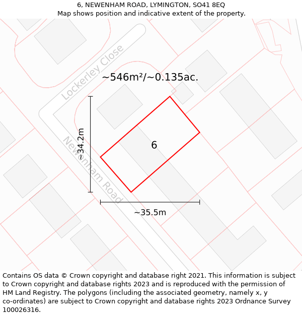 6, NEWENHAM ROAD, LYMINGTON, SO41 8EQ: Plot and title map