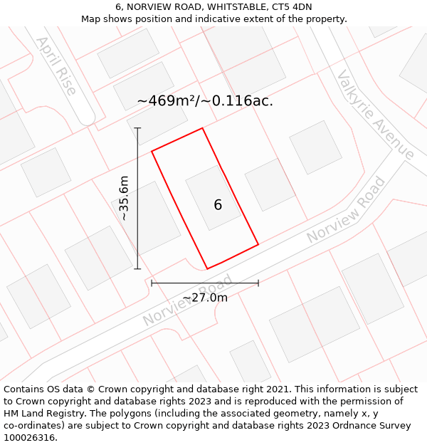 6, NORVIEW ROAD, WHITSTABLE, CT5 4DN: Plot and title map