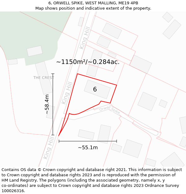 6, ORWELL SPIKE, WEST MALLING, ME19 4PB: Plot and title map