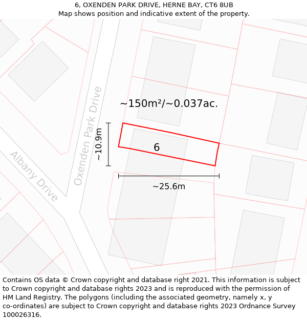 6, OXENDEN PARK DRIVE, HERNE BAY, CT6 8UB: Plot and title map