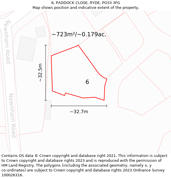 6, PADDOCK CLOSE, RYDE, PO33 3FG: Plot and title map