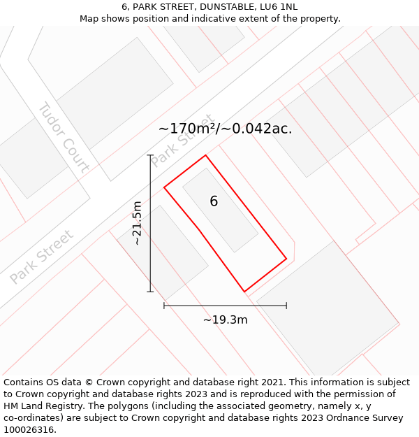 6, PARK STREET, DUNSTABLE, LU6 1NL: Plot and title map