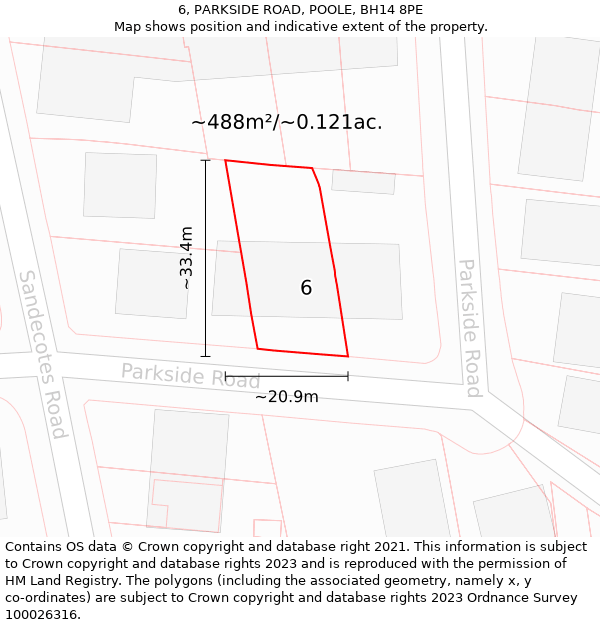 6, PARKSIDE ROAD, POOLE, BH14 8PE: Plot and title map