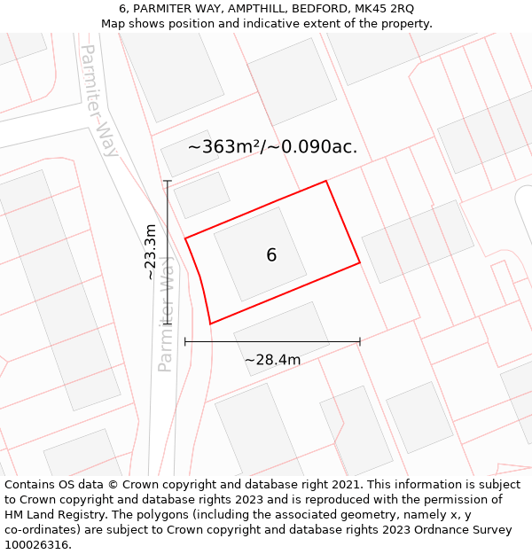 6, PARMITER WAY, AMPTHILL, BEDFORD, MK45 2RQ: Plot and title map
