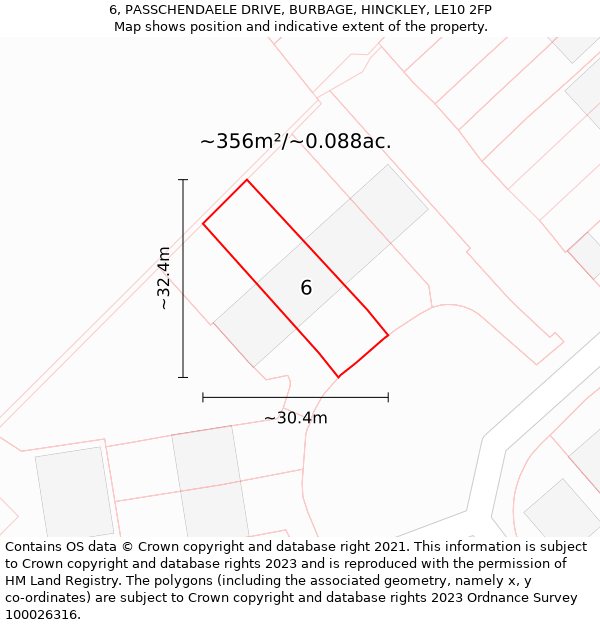 6, PASSCHENDAELE DRIVE, BURBAGE, HINCKLEY, LE10 2FP: Plot and title map