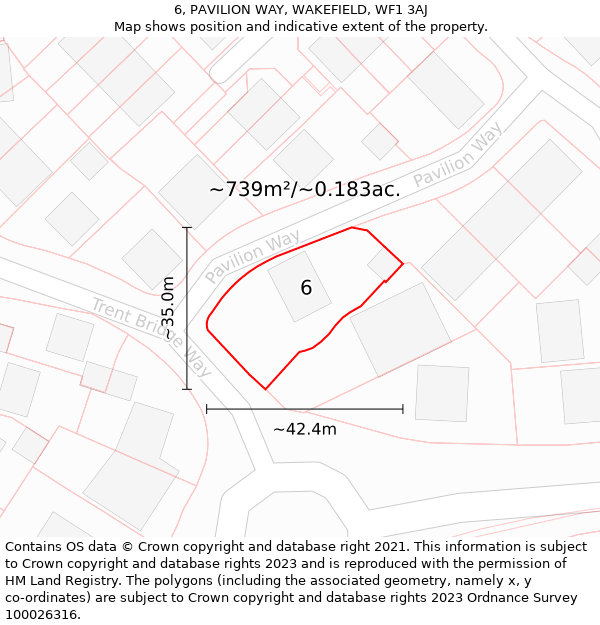 6, PAVILION WAY, WAKEFIELD, WF1 3AJ: Plot and title map