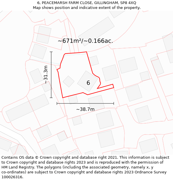 6, PEACEMARSH FARM CLOSE, GILLINGHAM, SP8 4XQ: Plot and title map