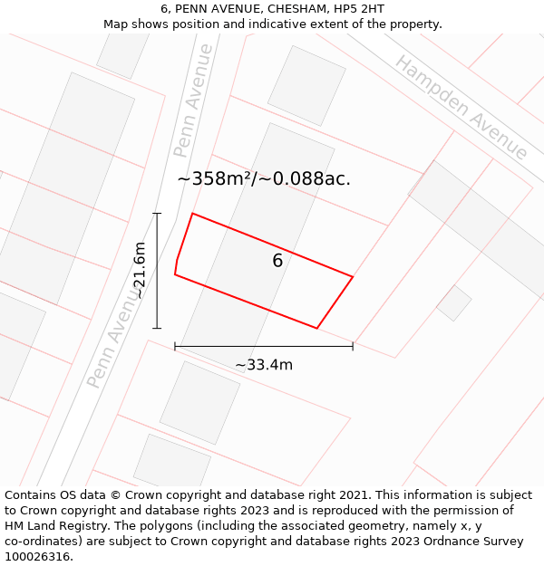 6, PENN AVENUE, CHESHAM, HP5 2HT: Plot and title map