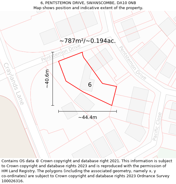 6, PENTSTEMON DRIVE, SWANSCOMBE, DA10 0NB: Plot and title map