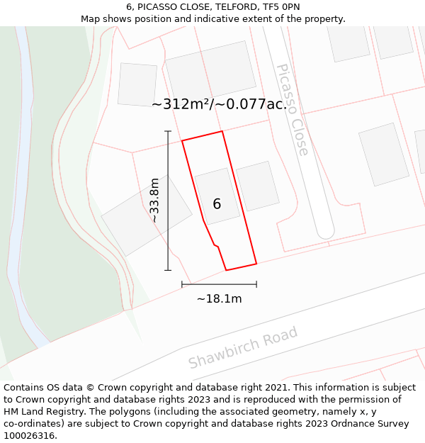 6, PICASSO CLOSE, TELFORD, TF5 0PN: Plot and title map
