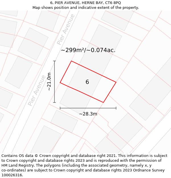 6, PIER AVENUE, HERNE BAY, CT6 8PQ: Plot and title map