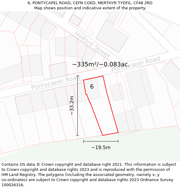 6, PONTYCAPEL ROAD, CEFN COED, MERTHYR TYDFIL, CF48 2RD: Plot and title map