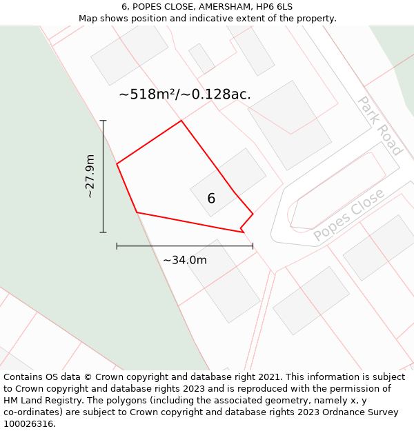 6, POPES CLOSE, AMERSHAM, HP6 6LS: Plot and title map