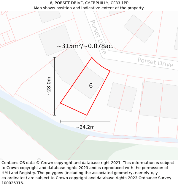 6, PORSET DRIVE, CAERPHILLY, CF83 1PP: Plot and title map