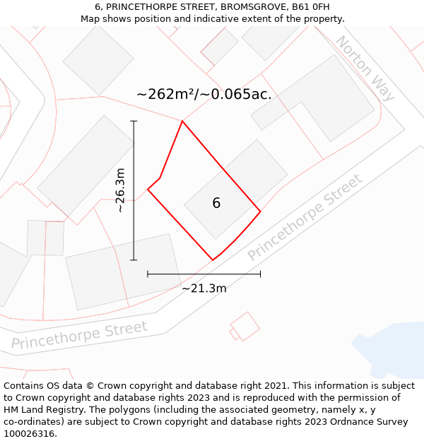 6, PRINCETHORPE STREET, BROMSGROVE, B61 0FH: Plot and title map