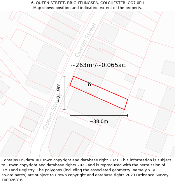 6, QUEEN STREET, BRIGHTLINGSEA, COLCHESTER, CO7 0PH: Plot and title map