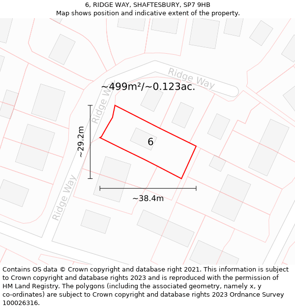 6, RIDGE WAY, SHAFTESBURY, SP7 9HB: Plot and title map