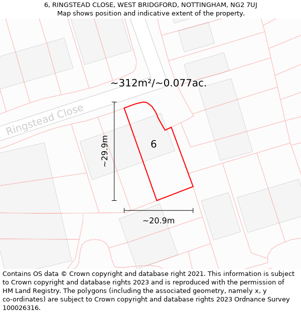 6, RINGSTEAD CLOSE, WEST BRIDGFORD, NOTTINGHAM, NG2 7UJ: Plot and title map