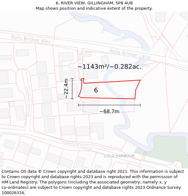 6, RIVER VIEW, GILLINGHAM, SP8 4UB: Plot and title map