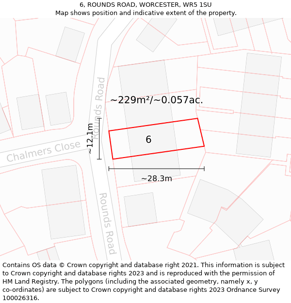 6, ROUNDS ROAD, WORCESTER, WR5 1SU: Plot and title map