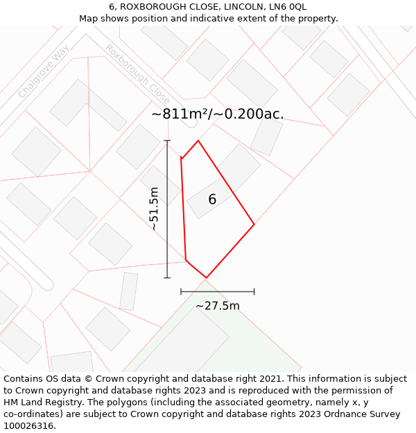 6, ROXBOROUGH CLOSE, LINCOLN, LN6 0QL: Plot and title map