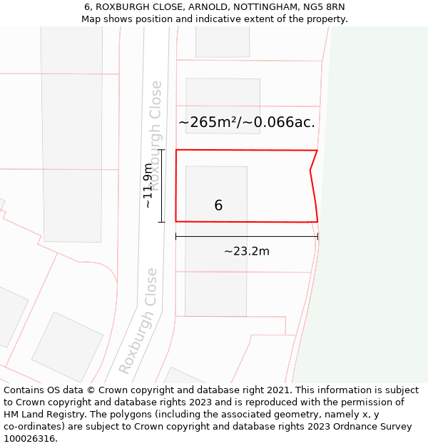 6, ROXBURGH CLOSE, ARNOLD, NOTTINGHAM, NG5 8RN: Plot and title map