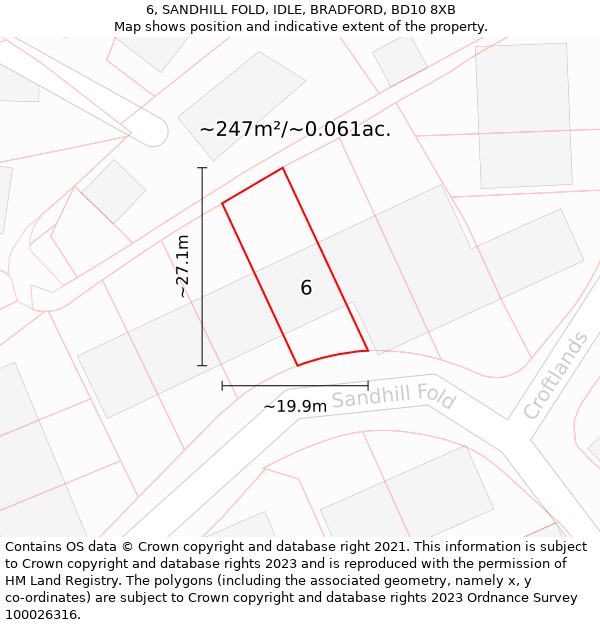 6, SANDHILL FOLD, IDLE, BRADFORD, BD10 8XB: Plot and title map