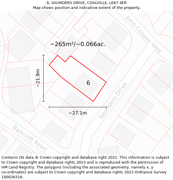 6, SAUNDERS DRIVE, COALVILLE, LE67 4ER: Plot and title map