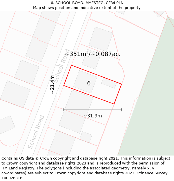 6, SCHOOL ROAD, MAESTEG, CF34 9LN: Plot and title map