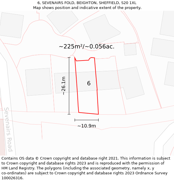 6, SEVENAIRS FOLD, BEIGHTON, SHEFFIELD, S20 1XL: Plot and title map