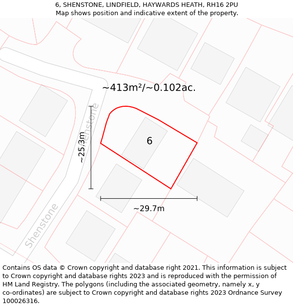 6, SHENSTONE, LINDFIELD, HAYWARDS HEATH, RH16 2PU: Plot and title map