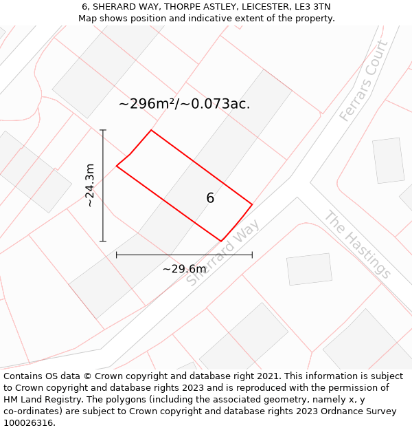 6, SHERARD WAY, THORPE ASTLEY, LEICESTER, LE3 3TN: Plot and title map