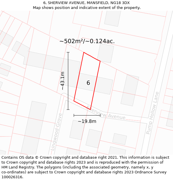 6, SHERVIEW AVENUE, MANSFIELD, NG18 3DX: Plot and title map