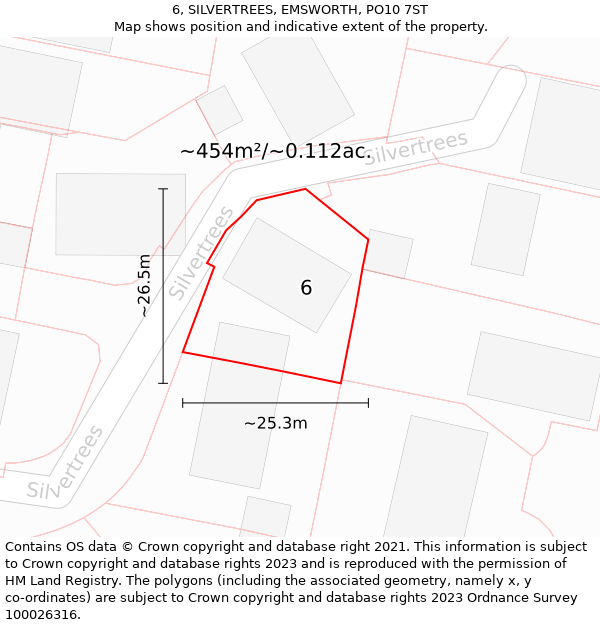 6, SILVERTREES, EMSWORTH, PO10 7ST: Plot and title map