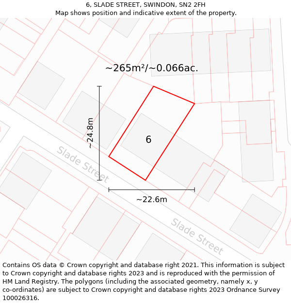 6, SLADE STREET, SWINDON, SN2 2FH: Plot and title map