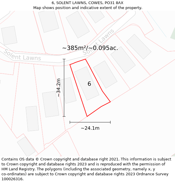 6, SOLENT LAWNS, COWES, PO31 8AX: Plot and title map