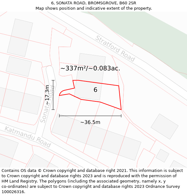 6, SONATA ROAD, BROMSGROVE, B60 2SR: Plot and title map