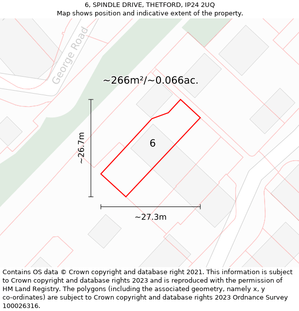 6, SPINDLE DRIVE, THETFORD, IP24 2UQ: Plot and title map