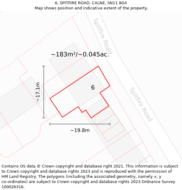 6, SPITFIRE ROAD, CALNE, SN11 8GA: Plot and title map